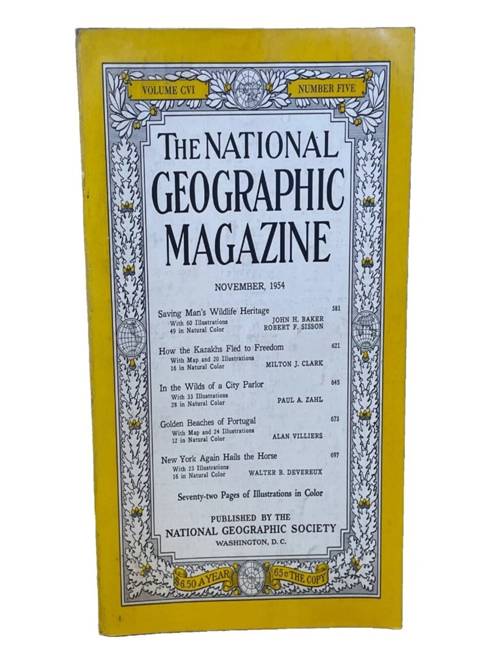 National Geographic November 1954 Vol 106 No 5 Wildlife Portugal Kazakhs NY Hors